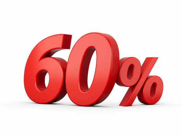 istock 3d Red 60% Sixty Percent Sign on White Background 3d illustration 1444422794