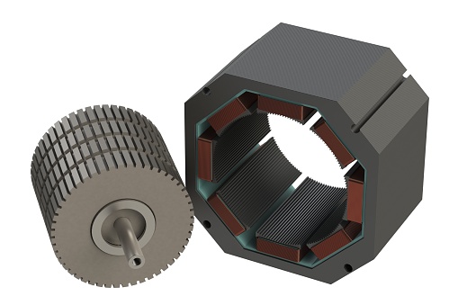 Stator and rotor for stepper motor 3D rendering