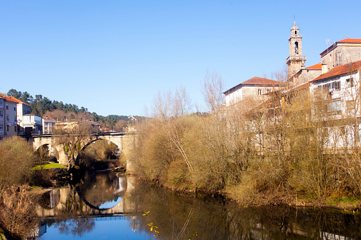 Paisaje urbano de Ribadavia, río Avia, provincia de Ourense, Galicia, España. Escena tranquila. photo
