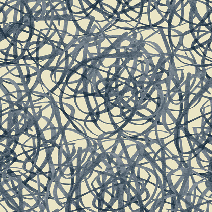Blue Ink Line Tangled Blue Abstract Ink Lines Watercolor Seamless Pattern Stock ...