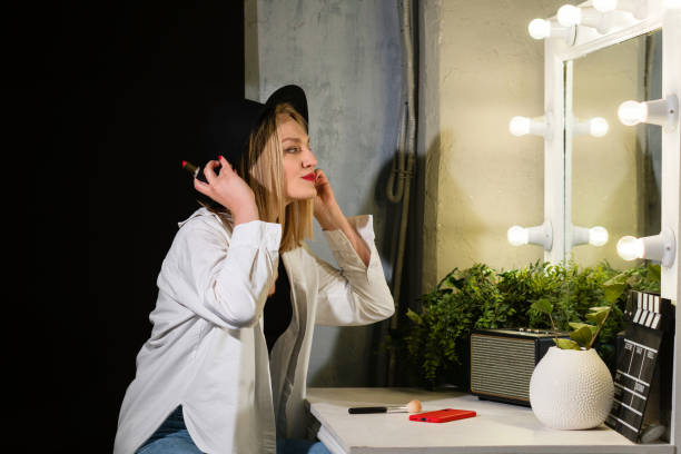istock Woman at dressing room mirror 1444433467