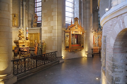 Basilica of Saint-Sernin in Toulouse. The Romanesque church is a pilgrimage destination on Routes of Santiago de Compostela.