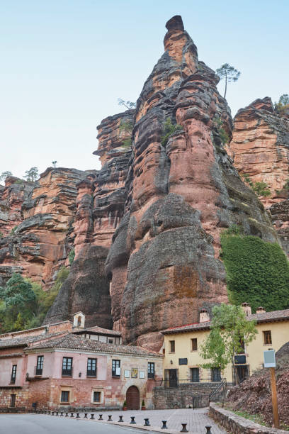 istock Chapel and rock formation. Ermita de la Hoz. Guadalajara. Spain 1444437523