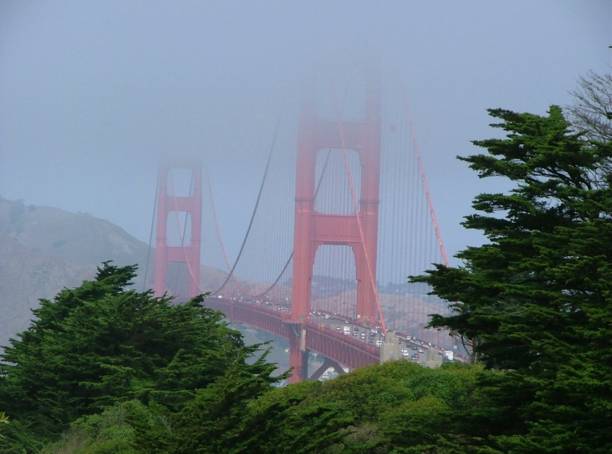 Golden Gate Bridge at Morning Fog stock photo
