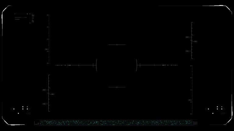 HUD head-up display graphic interface template for movies, presentation video and games, Technology futuristic animation with frame ruler target pointer scale and cyber design element