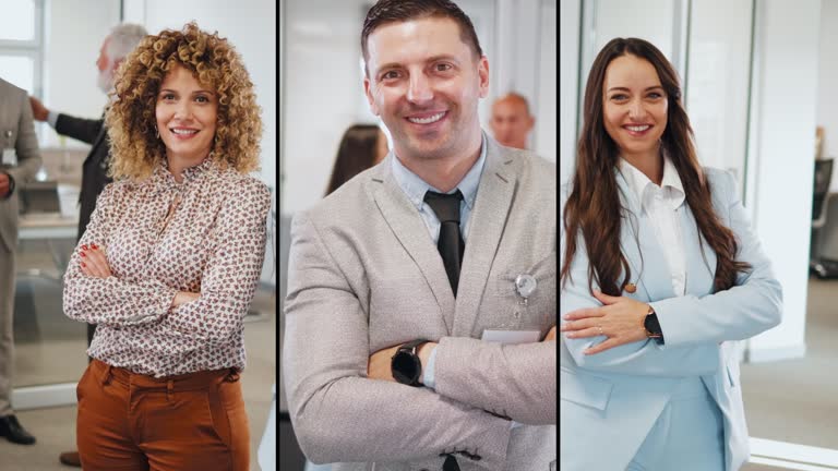 Collage portrait of a business people smiling and looking at camera