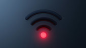 3d rendering , wifi icon low signal