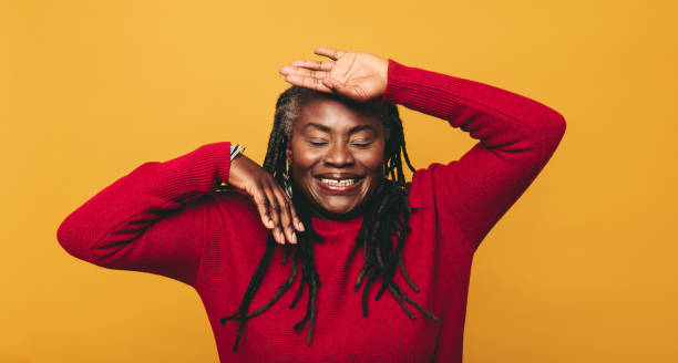 istock Mature woman having fun in the studio 1444455131