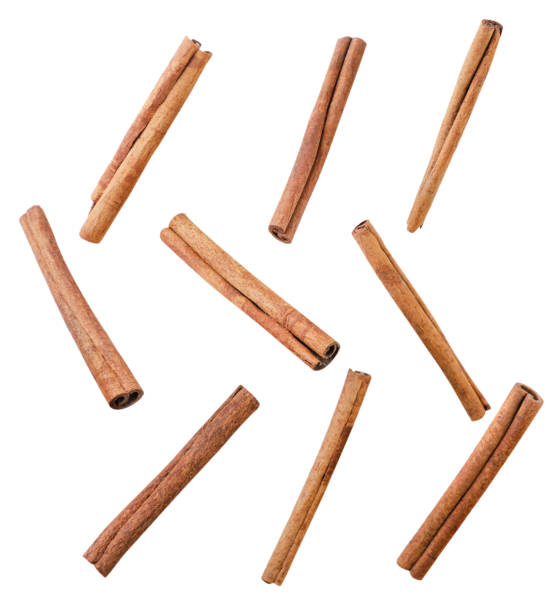 istock Set of cinnamon sticks cut out on a white background. Isolated 1444457392