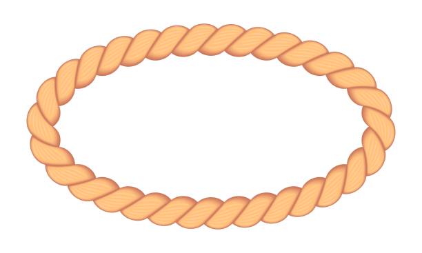 illustrations, cliparts, dessins animés et icônes de illustration vectorielle d’un cadre de corde circulaire isolé sur fond blanc. bordure de corde marine vintage réaliste. - rope frame ellipse lasso