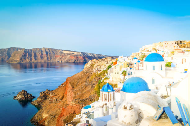 istock white belfries Santorini island, Greece 1444462232