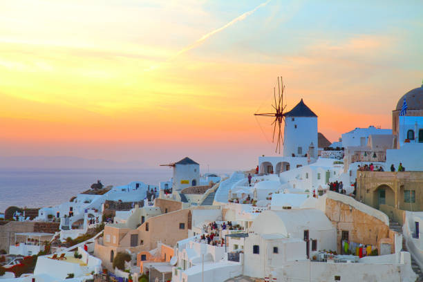 istock windmill of Oia at sunset, Santorini 1444462245