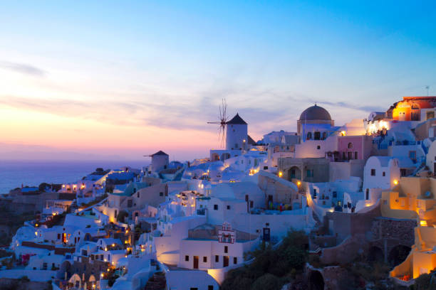 istock windmill of Oia at sunset, Santorini 1444462247