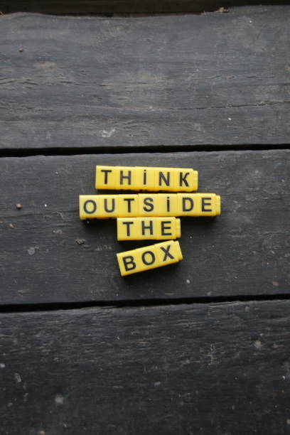 istock Think outside the box concept. Lettering on vintage background. 1444463310