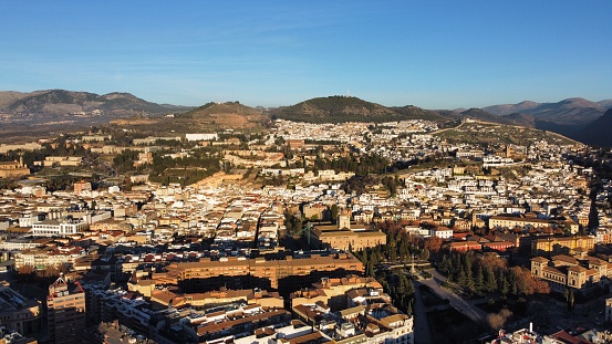 Panorama view of Granada by drone