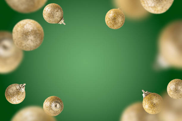 Golden balls flying in the air