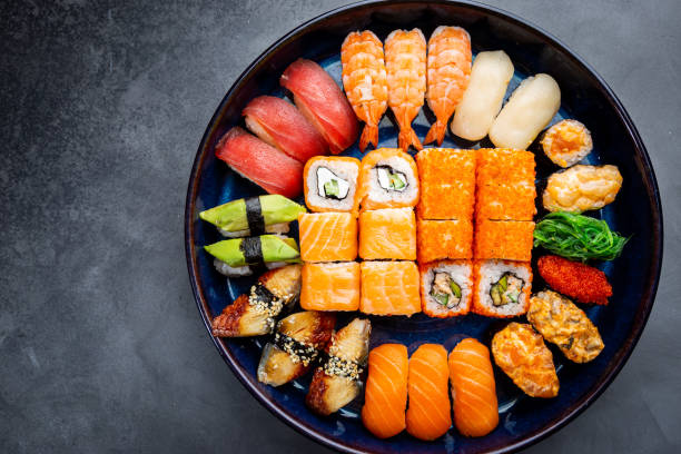 istock Set of sushi and maki 1444469014