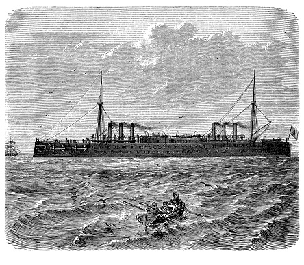 Italia first class ironclad battleships built for the Italian Regia Marina designed for very high speed with large guns, in service from 1885