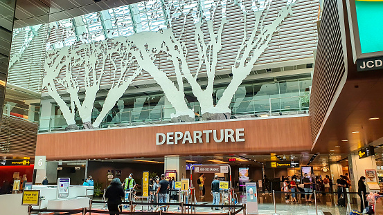 Changi, Singapore - ‎‎‎‎‎‎‎‎‎September 6, 2022 : Departure Hall In Terminal 1 Of Changi Airport In Singapore.