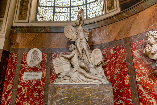 Paris, france, november 10, 2022 : by sculptor Nicolas Renard, tomb of  Henri de Lorraine, comte d’Harcourt  Saint Roch church, in Paris, France, 18th century