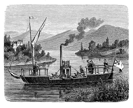 Year 1798, steamer of Patrick Miller, James Taylor and William Symington considered the inventors of the steam navigation