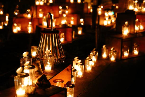 istock beautiful lantern lights decorate the street 1444473414