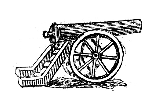 Antique engraving illustration: Cannon