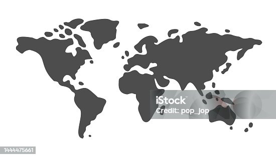 istock World Map - Very Simple Contour - vector illustration 1444475661