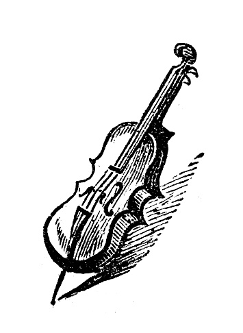 Antique engraving illustration: Double bass