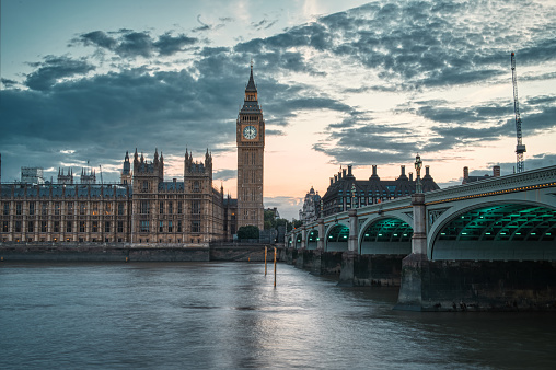 View of Westminster from Southbank at sunset