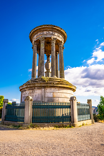 Edinburgh Calton Hill Dugald Stewar Monument, memorial to the Scottish philosopher. Edinburgh is the capital city of Scotland UK United Kingdom