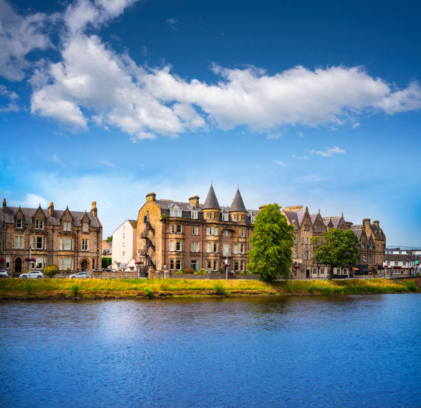 Inverness skyline on Ness river Scotland Highlands UK United Kingdom