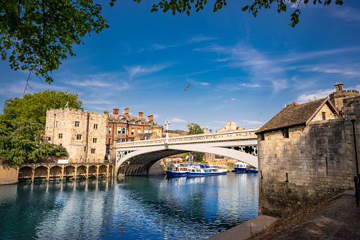 The Pulteney Bridge over the River Avon located in Bath, Somerset County, England