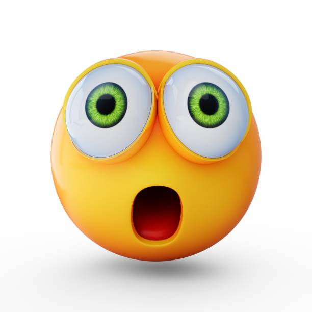 istock 3D Rendering surprised emoji isolated on white background 1444491800