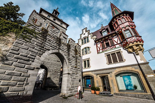 Entrance View of Schnetztor Gate With Tower And Arch In Konstanz, Germany