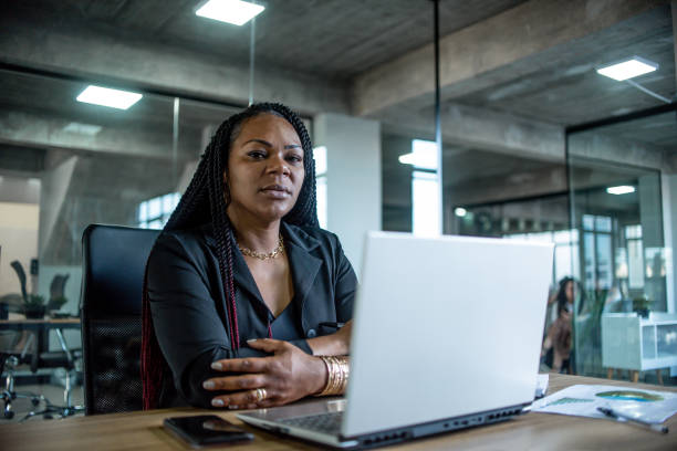 istock Black businesswoman working in the office 1444496542