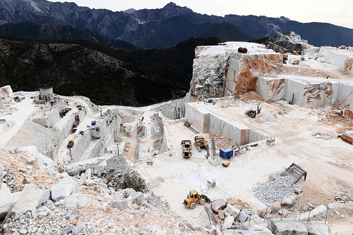 Carrara Toscana Italia Novembre 2022  The quarries are places where the excavation and processing of marble has taken place for many centuries and can be of two types: closed and open-air.