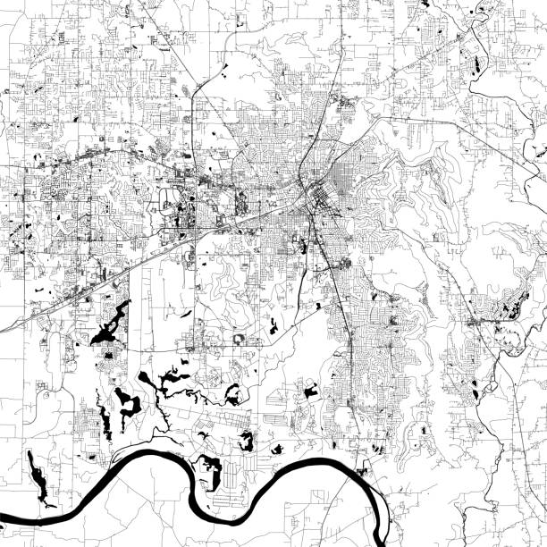 Huntsville, Alabama, USA Vector Map Topographic / Road map of Huntsville, AL. Map data is open data via openstreetmap contributors. All maps are layered and easy to edit. Roads are editable stroke. alabama map of cities stock illustrations