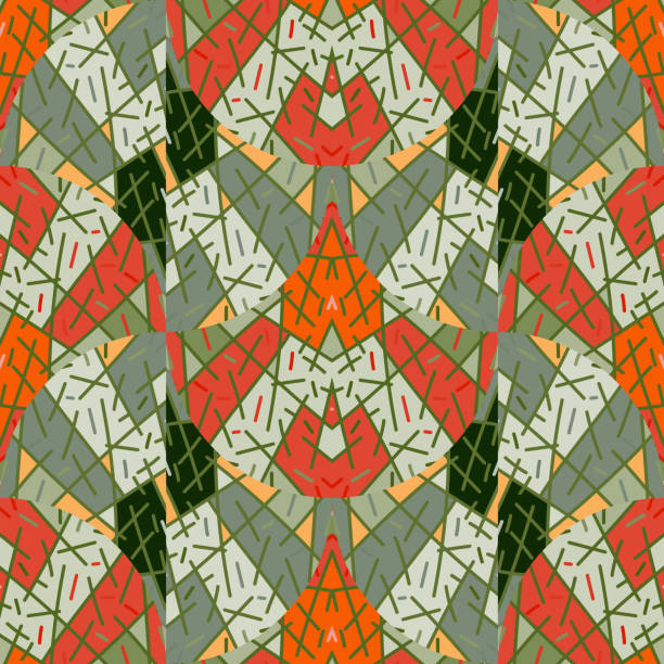 istock Creative tribal lines mosaic seamless pattern. Hand drawn geometric ethnic tile. Vintage line ornament 1444504886