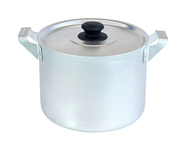 istock Clean saucepans on table against light background. Space for text 1444508186