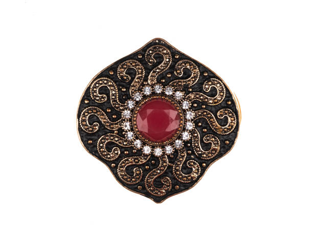 istock vintage brooch with red stone isolated on white background 1444510554