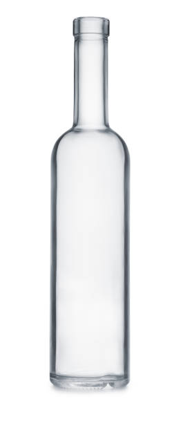 istock Front view of empty clear glass bottle 1444511985