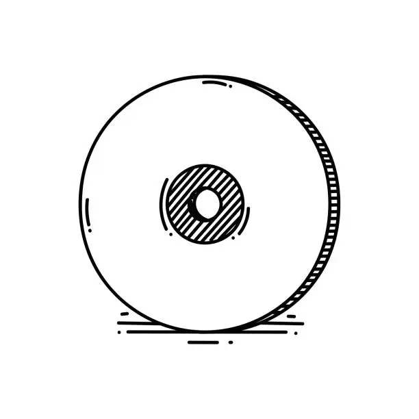 Vector illustration of Computer Cd-rom Line icon, Sketch Design, Pixel perfect, Editable stroke. Computer Technology, Cd, Storage, Disk, Dvd.