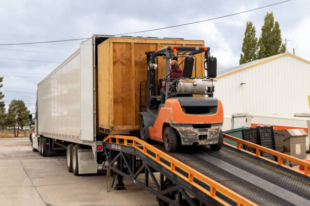 istock Forklift loading truck. Shipping and receiving. Freight logistic 1444516107