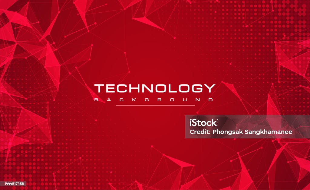 Red Backround Technology Digital Technology Banner Red Background Concept Circuit Technology ...