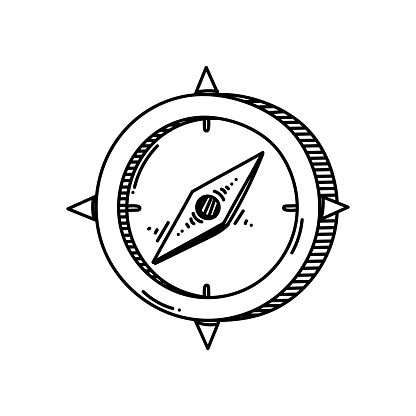 Compass Line icon, Sketch Design, Pixel perfect, Editable stroke. Navigation, Direction, Map.