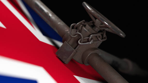 istock Fuel pipe and English flag 1444522589