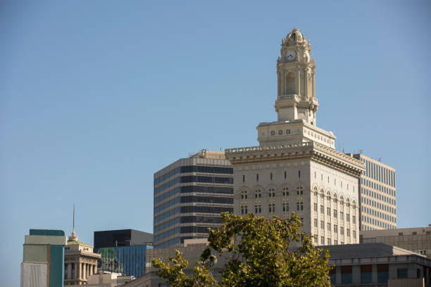 Late afternoon view of the historic downtown city center of Oakland, California, USA.