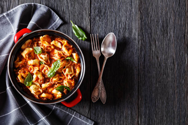 istock tortellini in ground beef tomato sauce, top view 1444543543