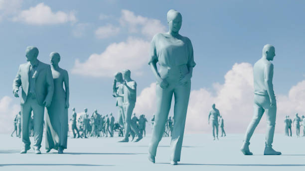 istock Low-poly model of a woman standing outside 1444543595